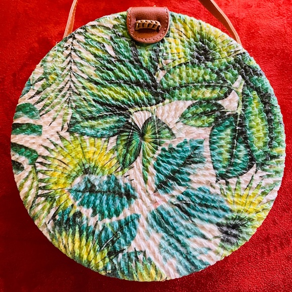 COLLECTION 18 Chic NWT Tropical PALM Leaf Print CROSSBODY BAG Purse - Picture 11 of 16